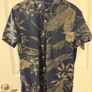 J. Crew Blue and Tan Floral Button Down Shirt